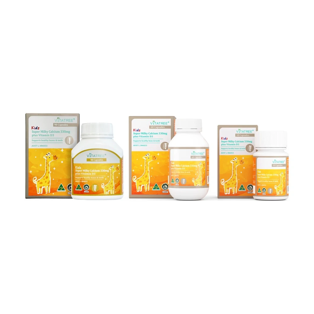 TPBVSK Vitatree Kids Super Milky Calcium 330mg plus Vitamin D3 - Hộp 60 viên chính hãng nhập khẩu | BLG